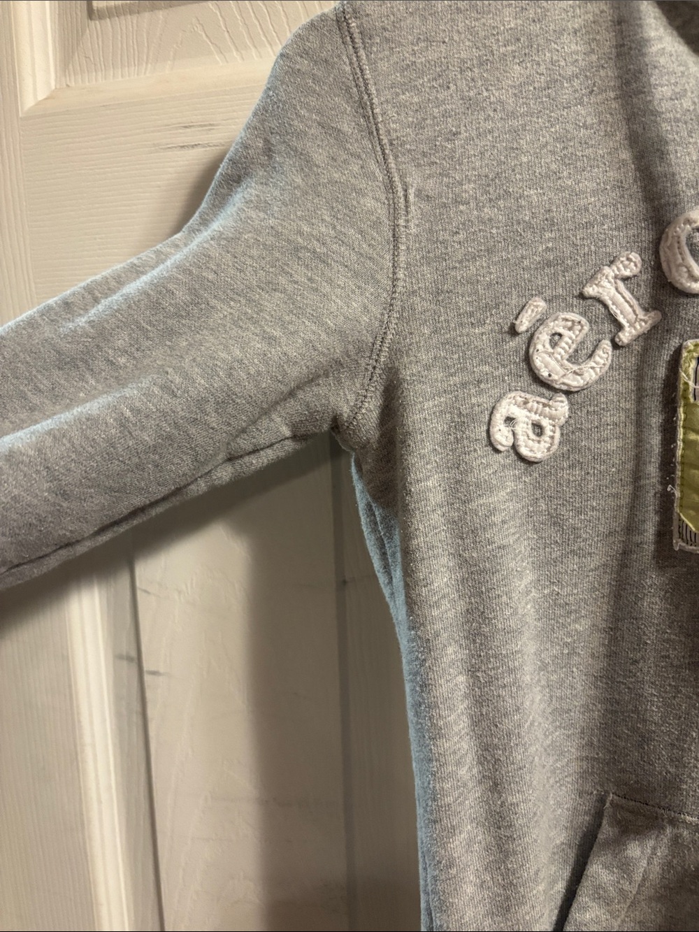 Aeropostale Gray NY Zip Hoodie with White Drawstrings - Picture 6 of 10